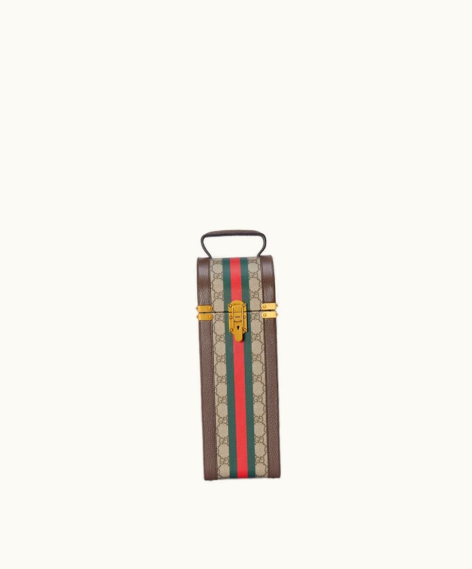 Gucci Gucci Savoy Bottle Case Beige And Ebony GG Supreme