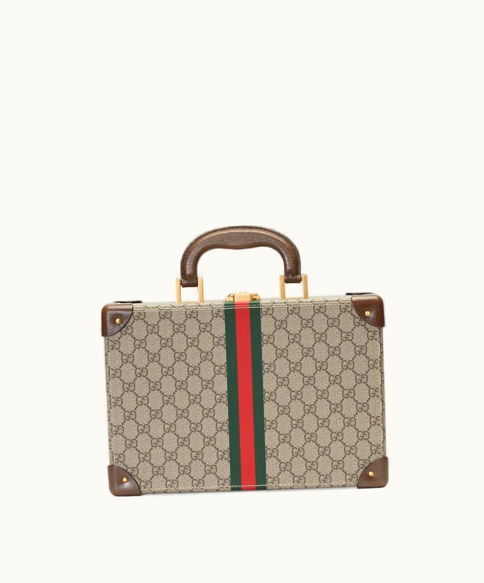 Gucci Gucci Savoy Watch Case Beige And Ebony Supreme Travel Accessories Beige And Ebony