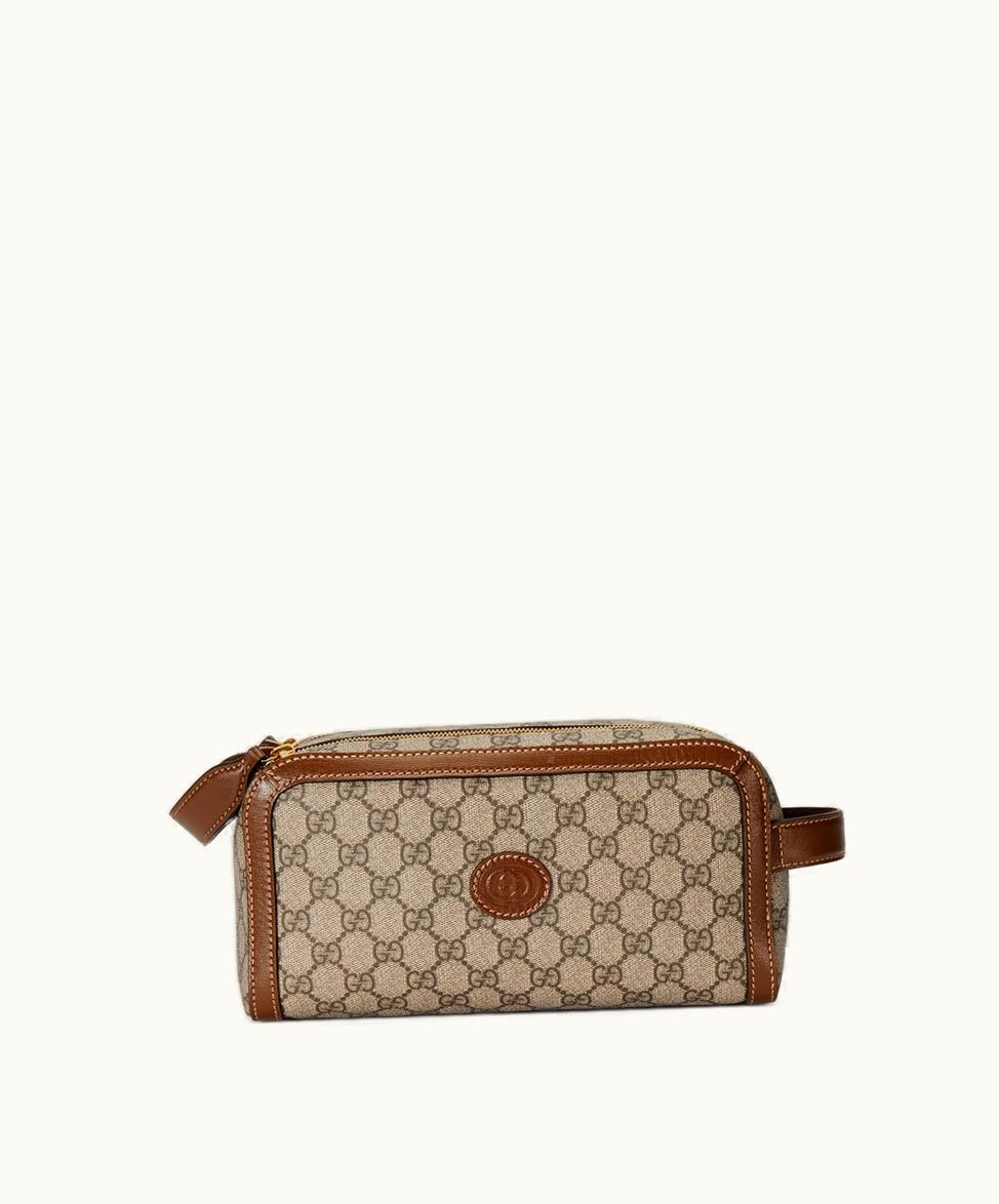 Gucci Gucci Toiletry Case With Interlocking G Beige And Ebony Supreme