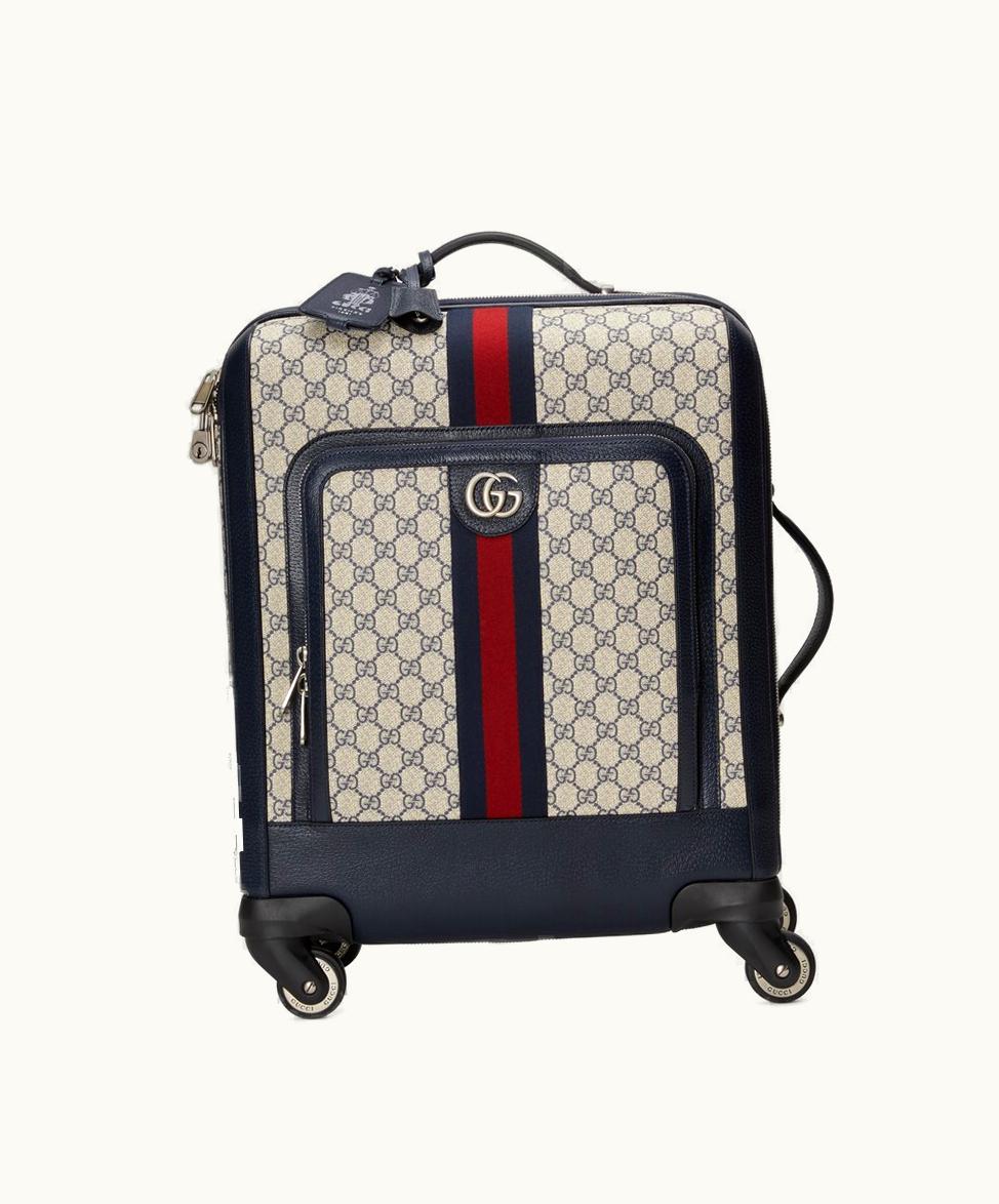 Gucci Gucci Savoy Small Cabin Trolley Beige And Blue GG Supreme