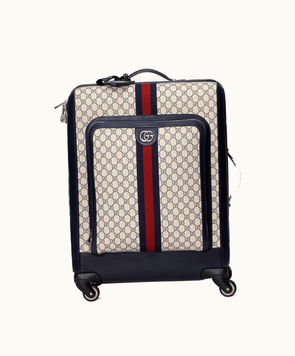 Gucci Gucci Savoy Medium Trolley Beige And Blue GG Supreme