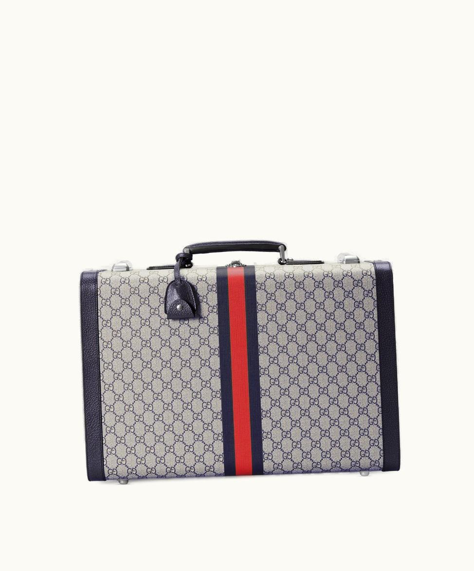 Gucci Gucci Savoy Medium Suitcase Beige And Blue Supreme