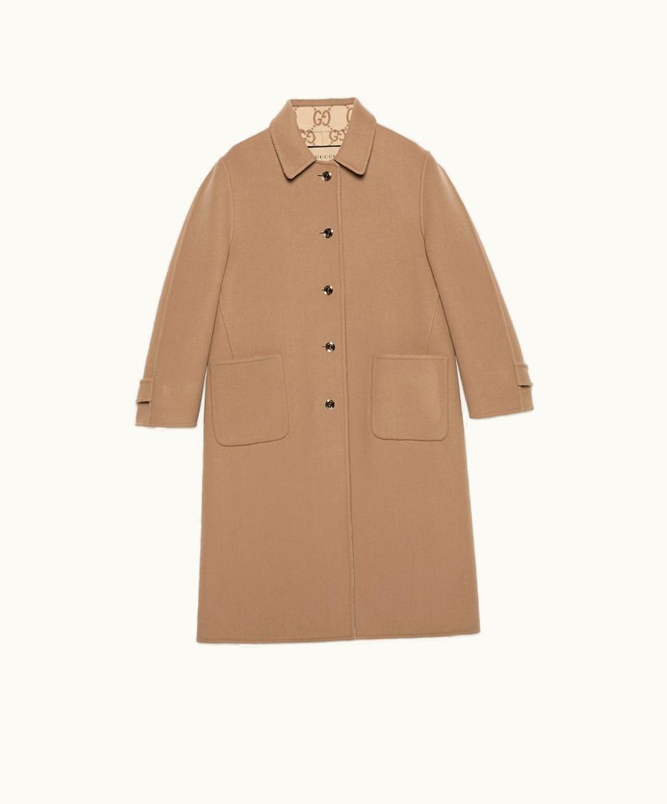 Gucci Gucci Reversible GG Wool Coat Camel And Beige