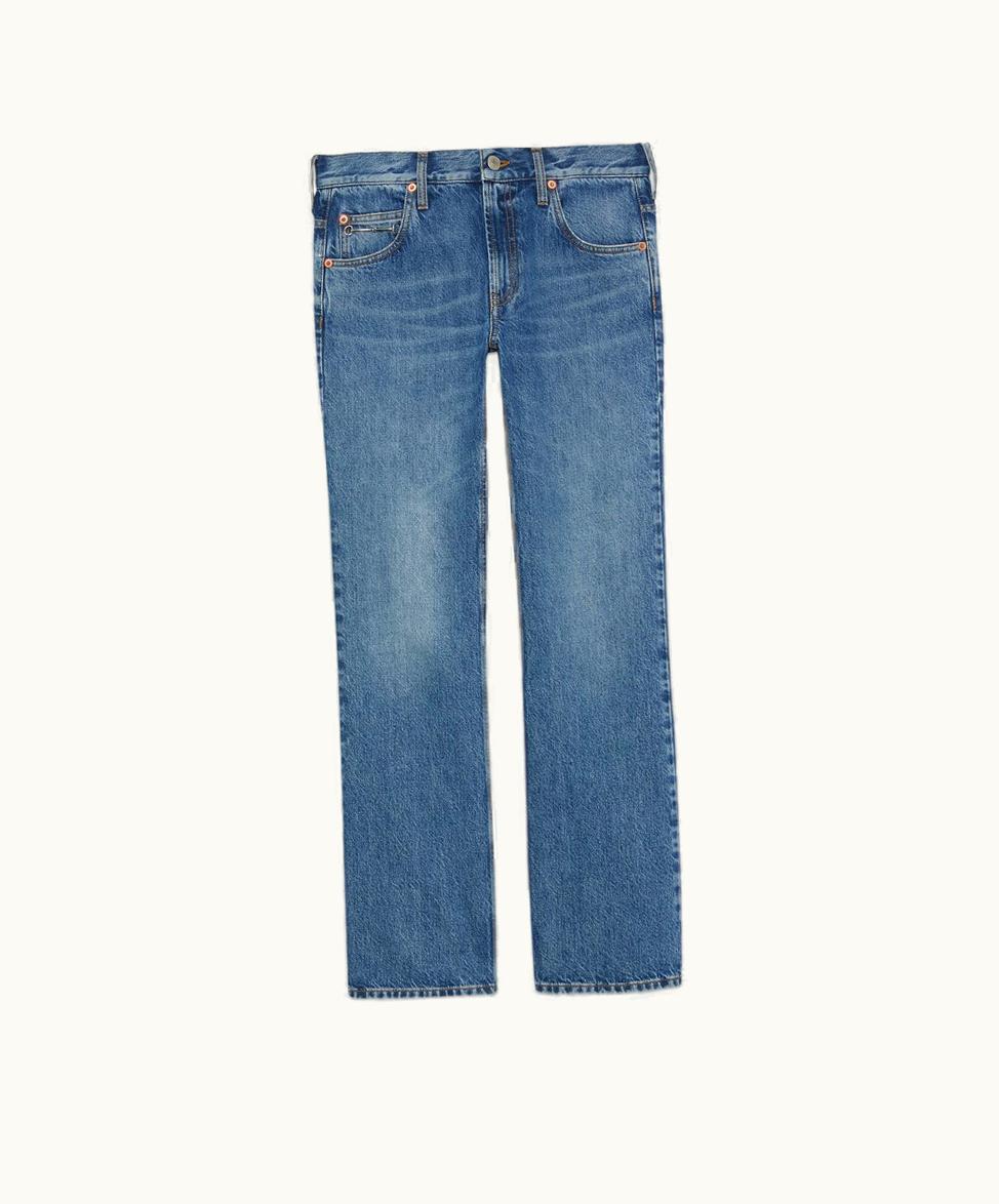 Gucci Gucci Denim Trousers With Slim Horsebit Blue