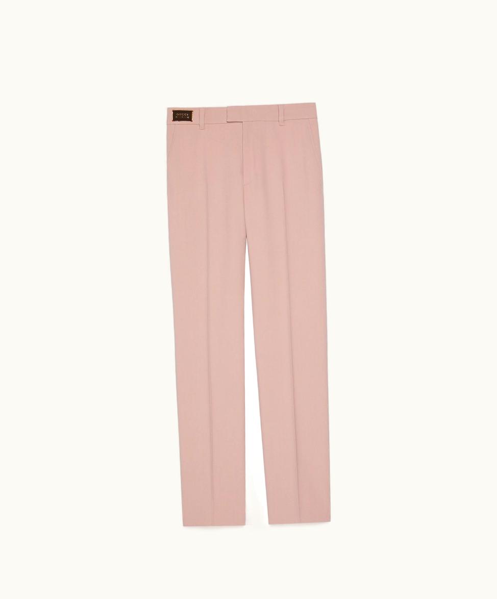 Gucci Wool Trouser With Gucci Horsebit Label Light Pink