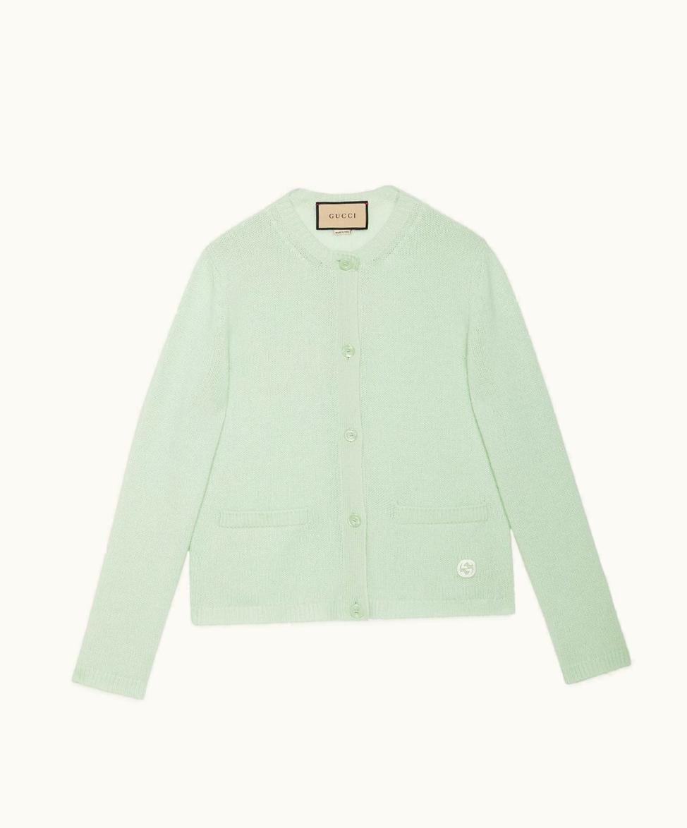 Gucci Gucci Fine Cashmere Cardigan With Interlocking G Light Green
