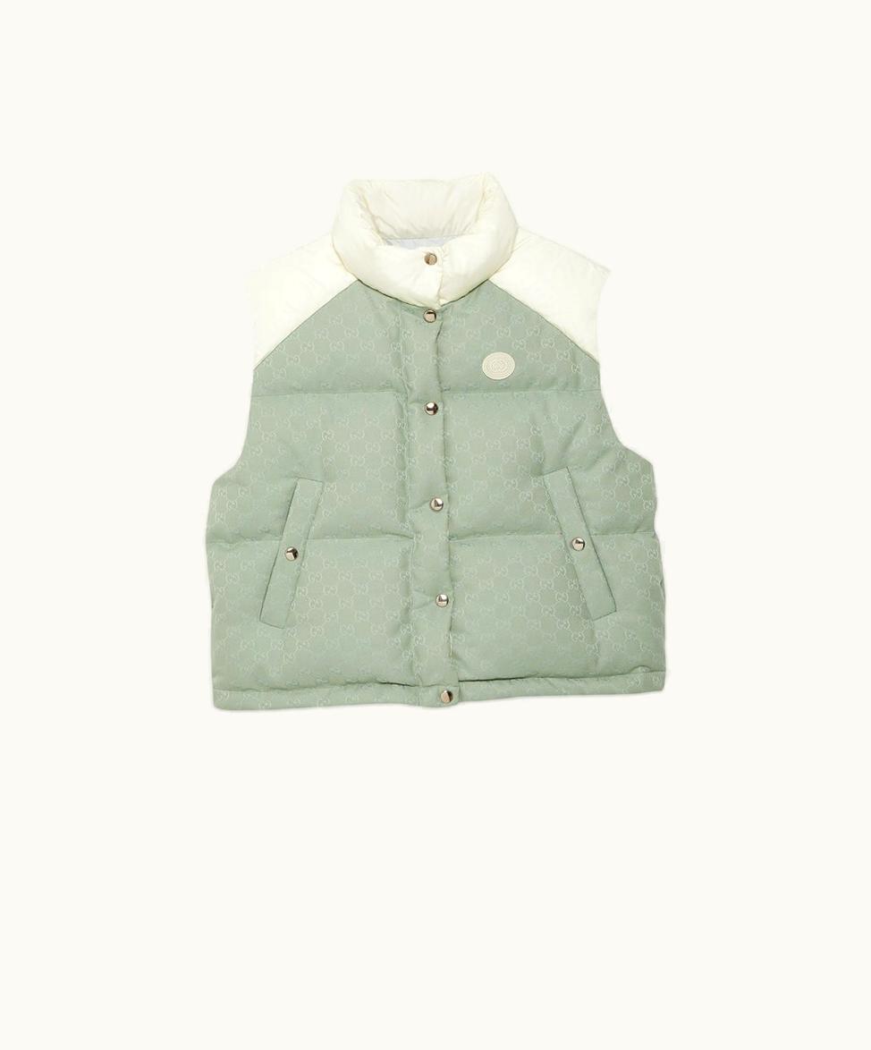 Gucci Gucci GG Cotton Canvas Padded Gilet Dusty Blue