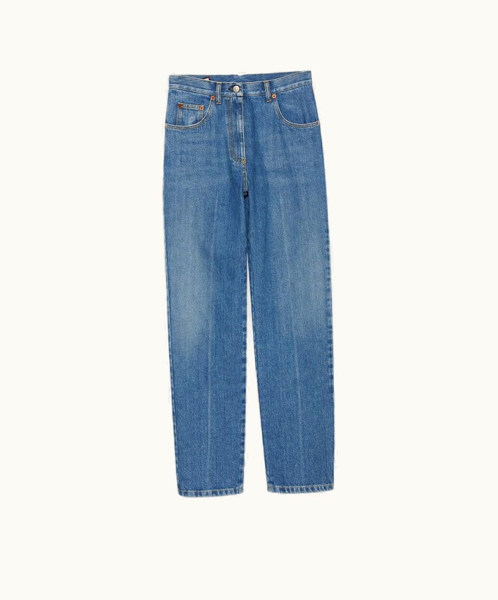 Gucci Gucci 80s Fit Denim Trousers With Horsebit Blue