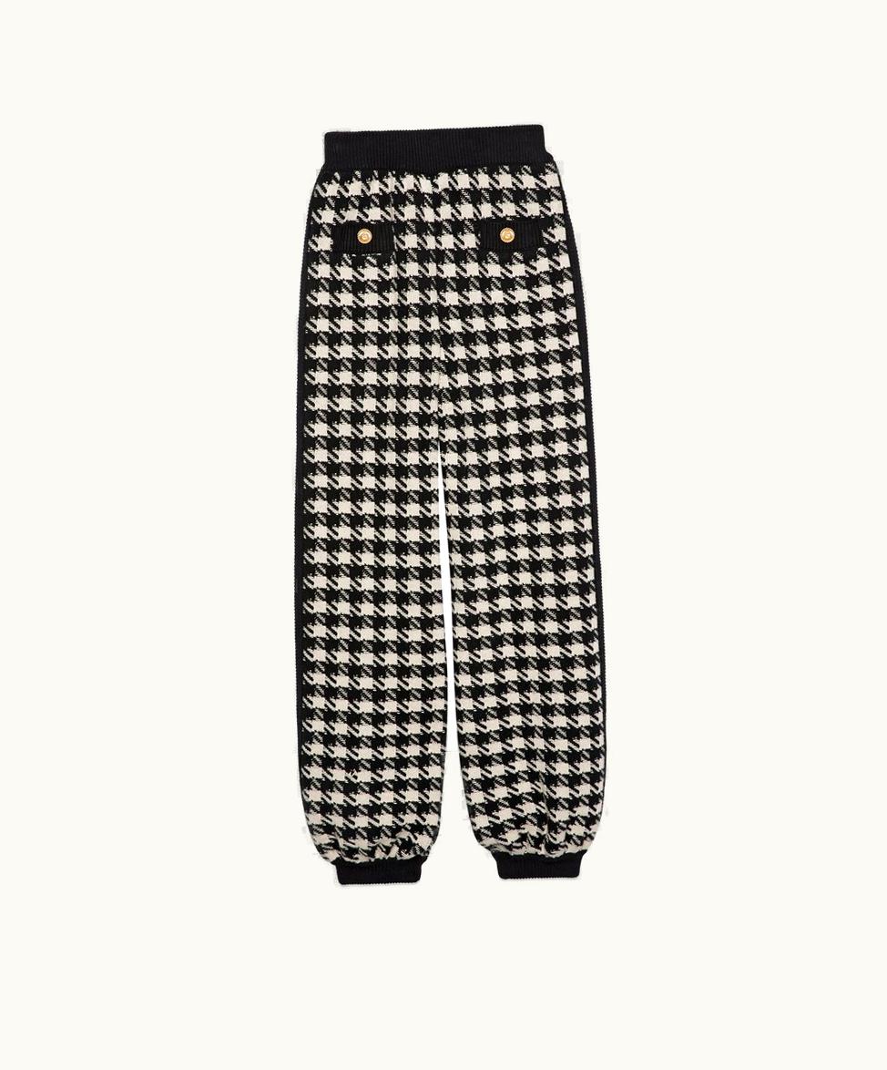 Gucci Gucci Houndstooth Wool Trouser Black And Ivory