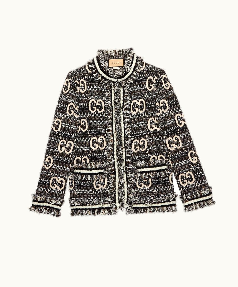 Gucci Gucci Wool Mohair GG Cardigan Black And Ivory