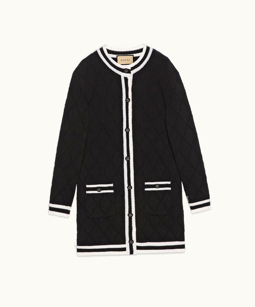 Gucci Gucci Extra Fine Wool Piquet Coat Black And Ivory