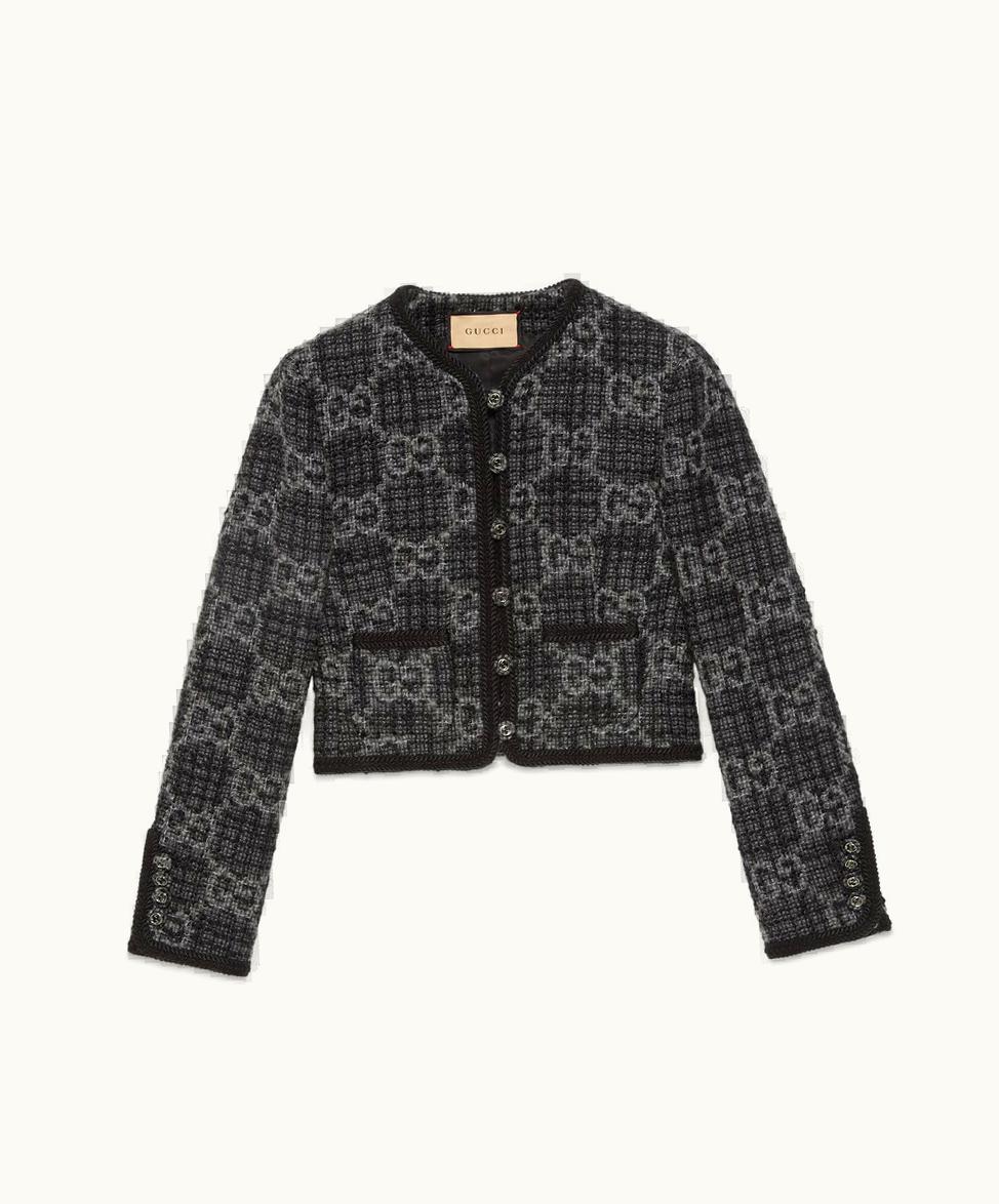 Gucci Gucci GG Tweed Jacket Dark Grey And Grey