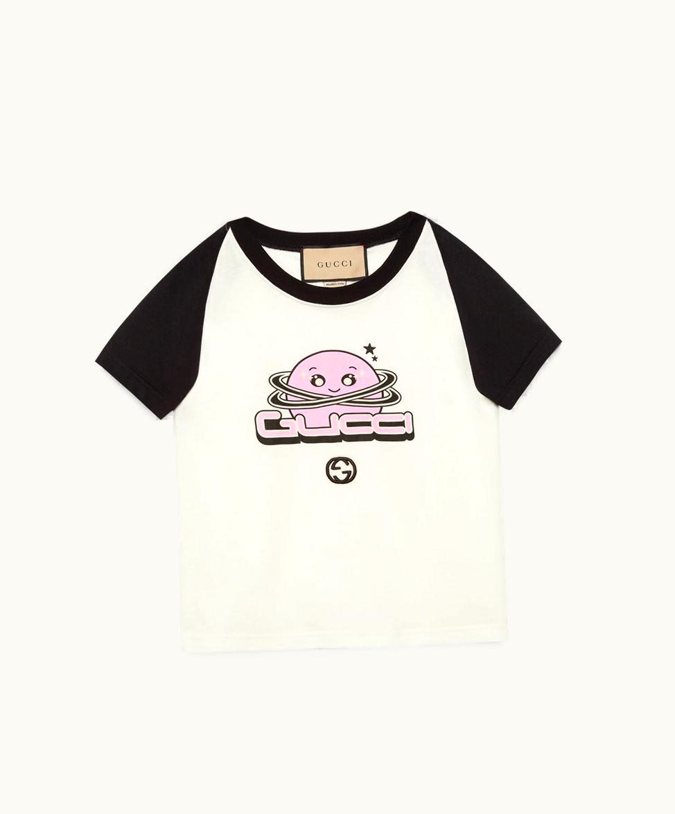 Gucci Gucci Cotton Jersey Short Sleeved T-shirt Off White And Black