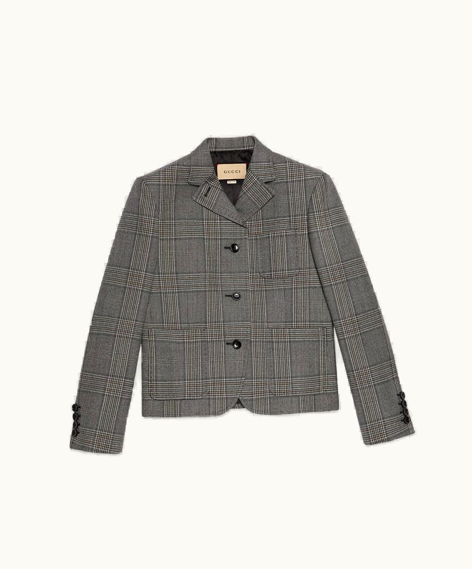 Gucci Gucci Prince Of Wales Wool Jacket Black And Ivory