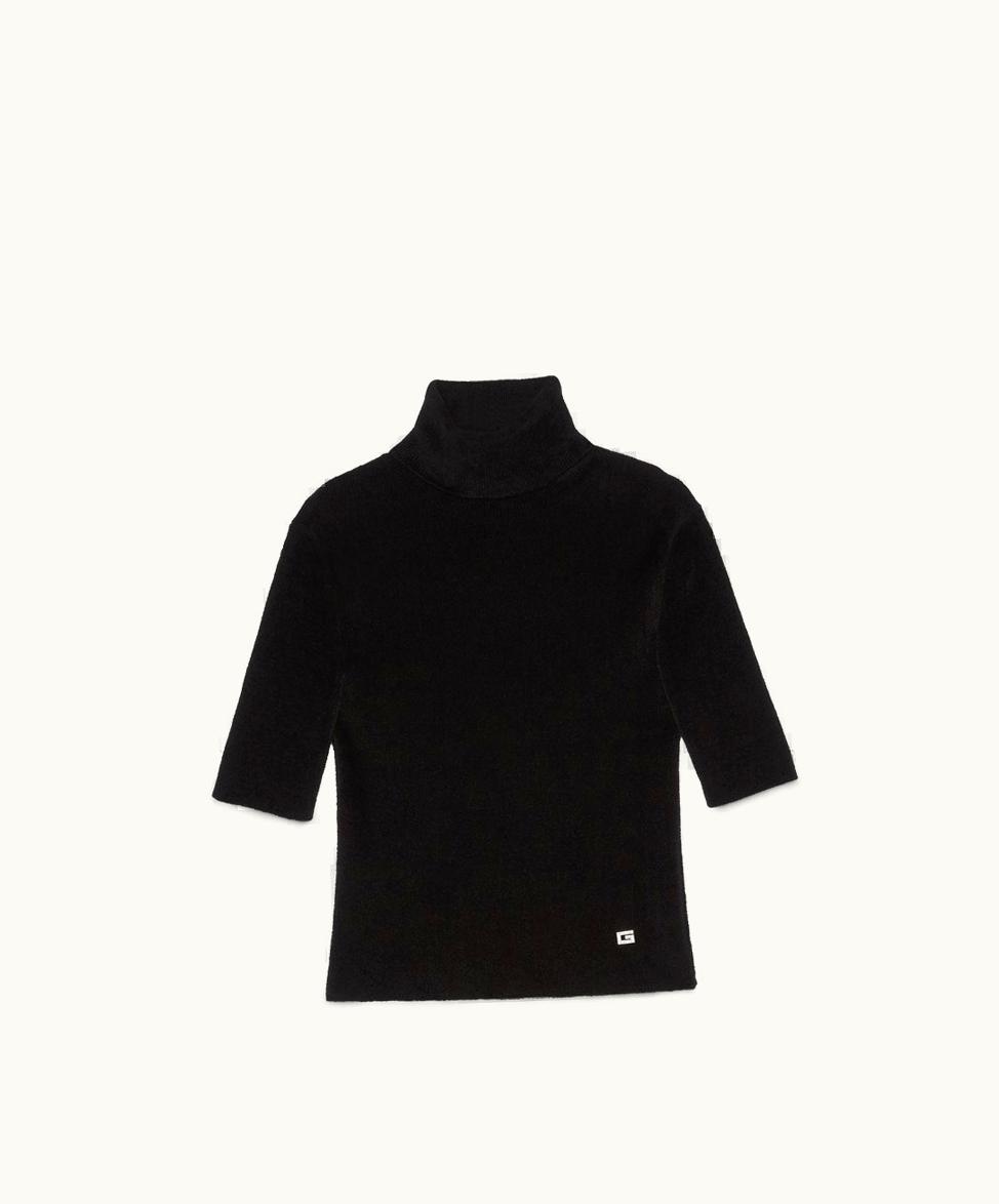 Gucci Gucci Viscose Turtleneck Top With Crystal G Black
