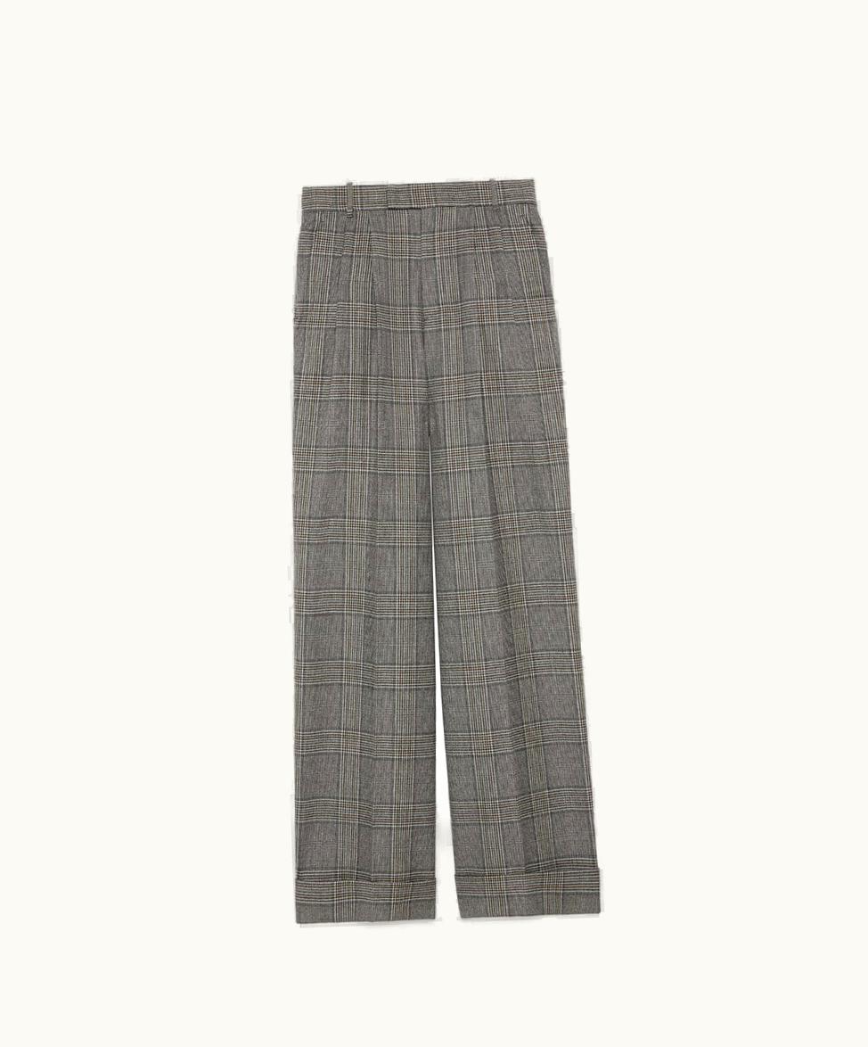 Gucci Gucci Prince Of Wales Wool Trouser Black And Ivory