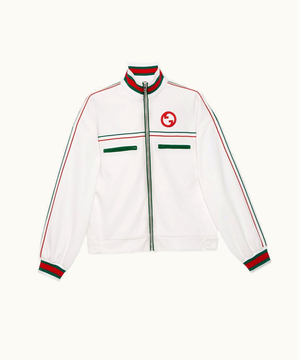 Gucci Gucci Technical Jersey Zip Jacket With Web Off White