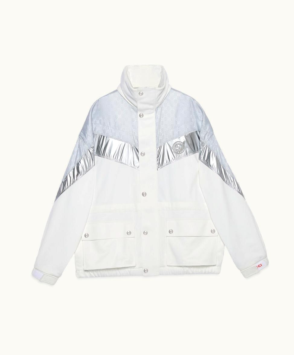 Gucci Gucci Nylon Jacket With Interlocking G Off White