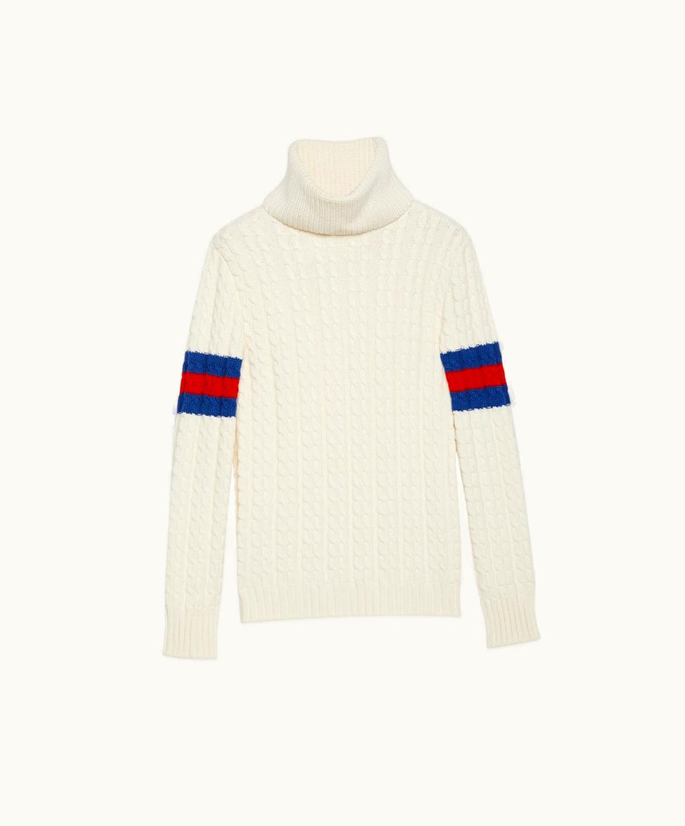 Gucci Gucci Cable Knit Wool Cashmere Jumper Ivory