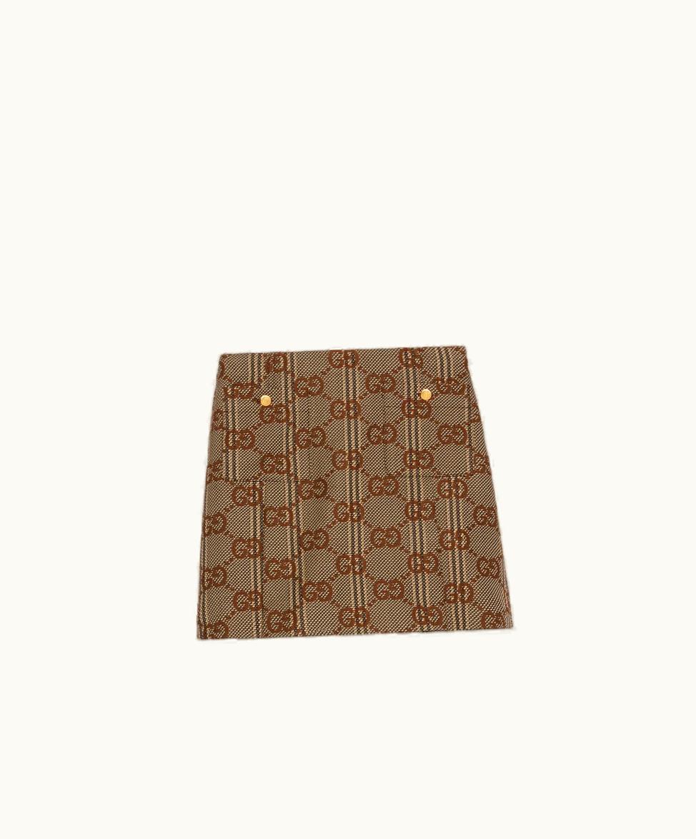 Gucci Gucci Jumbo GG Wool Skirt Beige And Brown