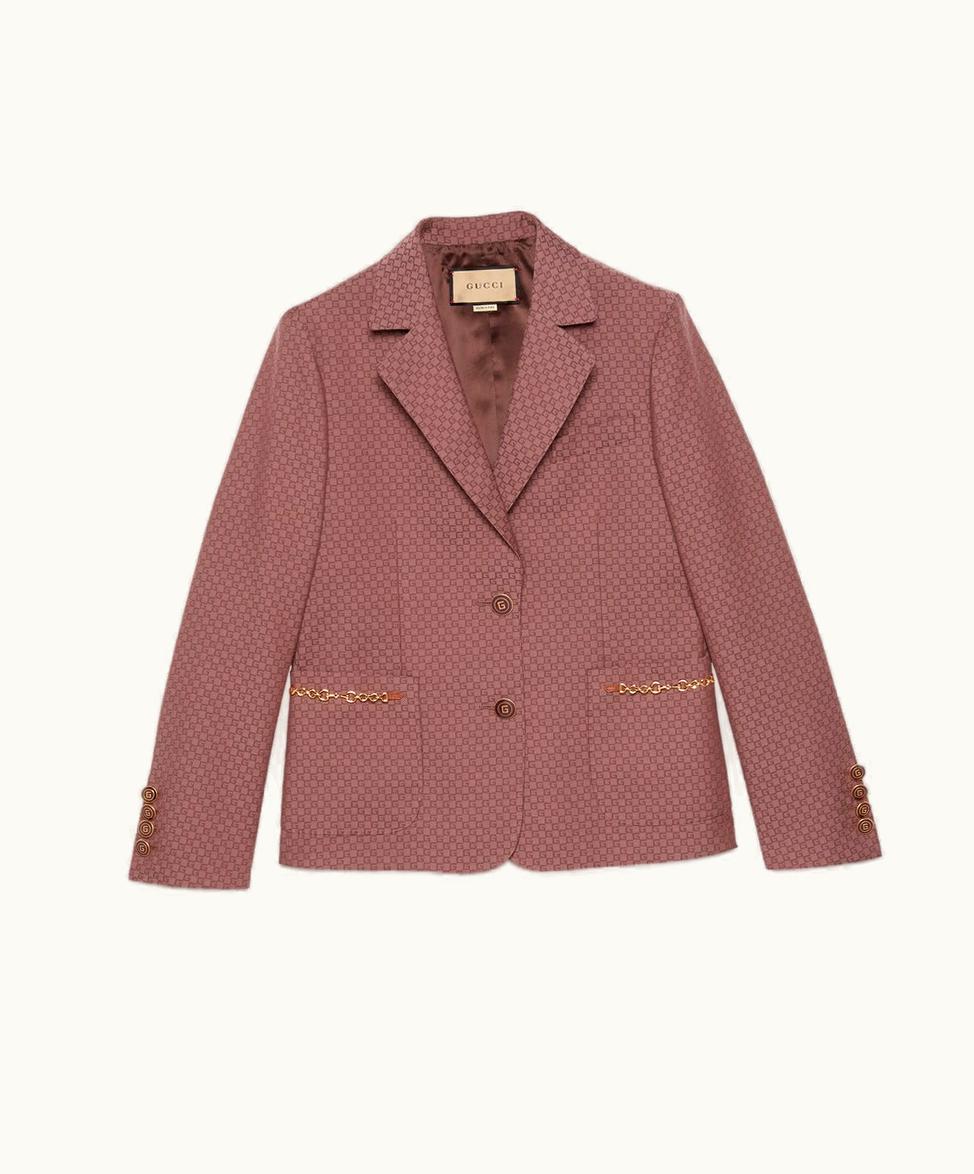 Gucci Gucci GG Damier Wool Jacket With Horsebit Pink