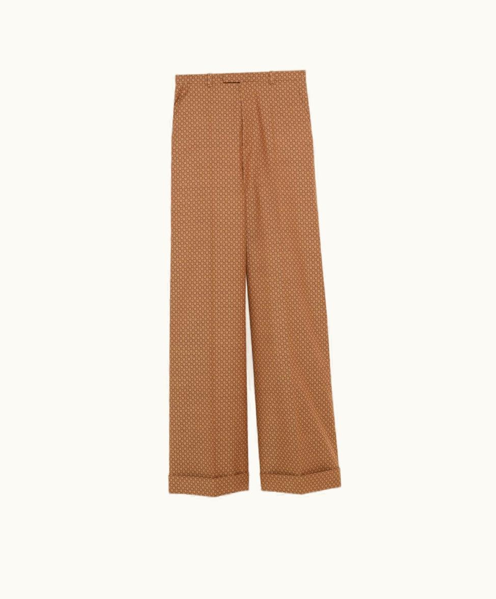 Gucci Gucci Square G Wool Trousers Beige And Brown