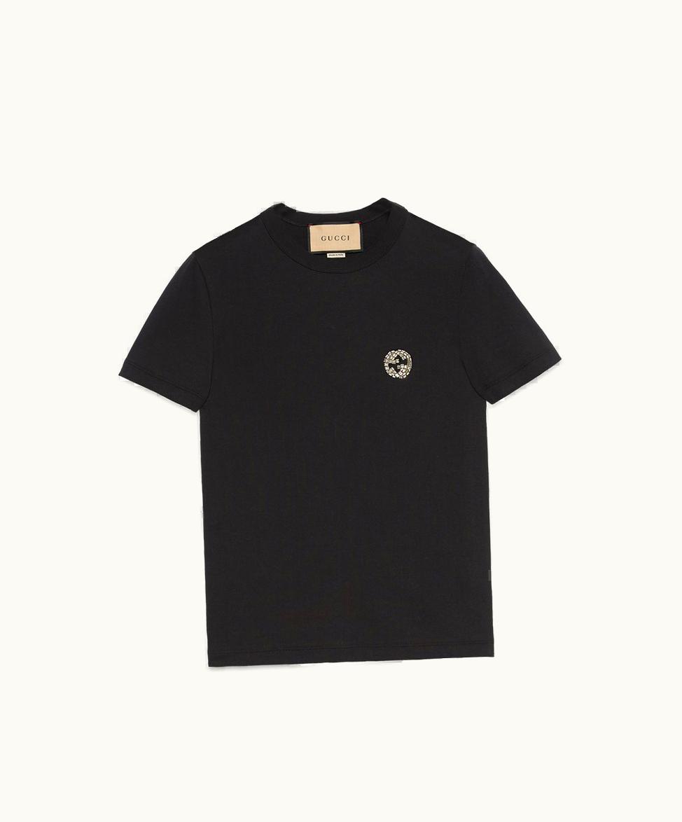 Gucci Gucci Cotton Jersey T-shirt With Interlocking G Black