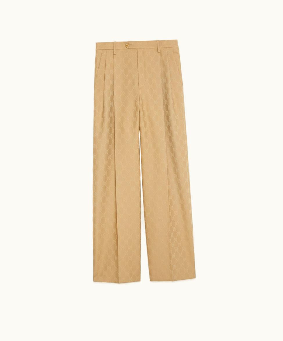 Gucci Gucci GG Wool Jacquard Trousers Camel