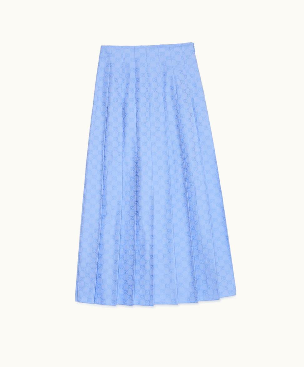 Gucci Gucci GG Supreme Oxford Cotton Skirt Light Blue