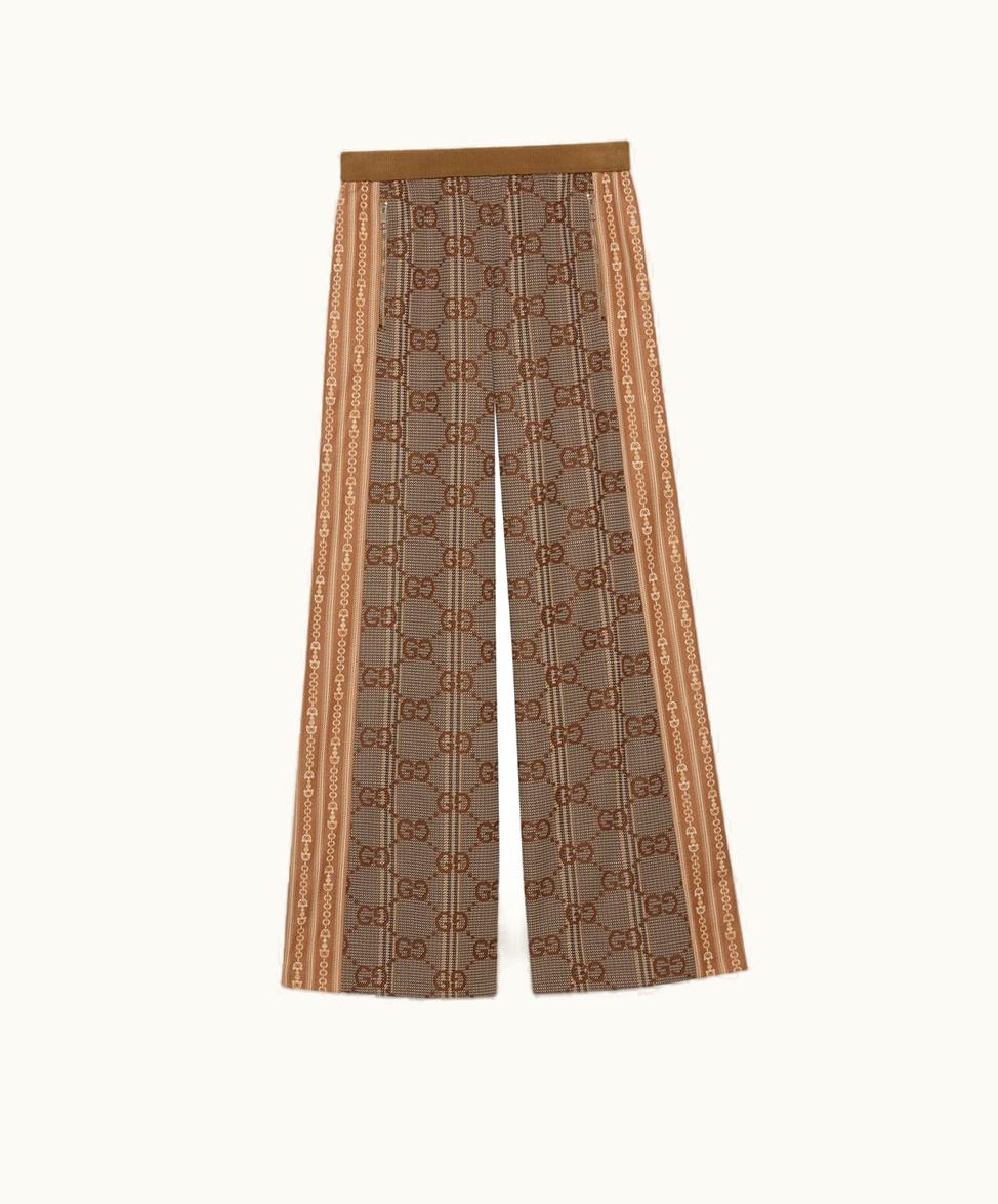 Gucci Gucci GG Jersey Jacquard Trouser Brown And Beige