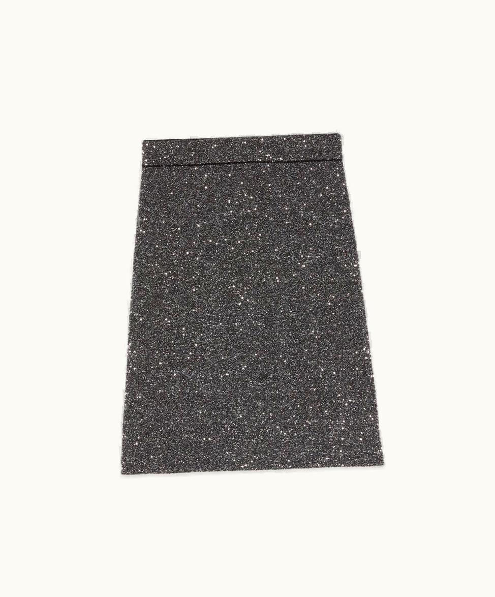 Gucci Gucci Viscose Knit Skirt With Sequin Embroidery Black And Silver