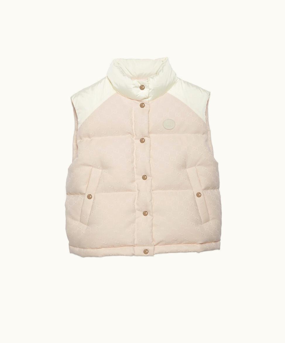 Gucci GG Cotton Canvas Padded Gilet Light Pink
