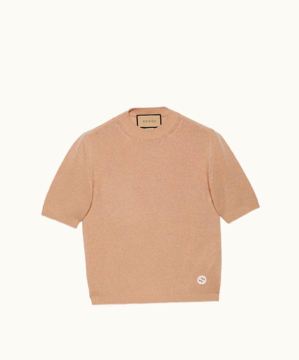 Gucci Fine Cashmere Top With Interlocking G Pink