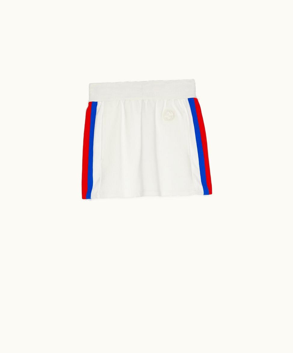 Gucci Cotton Jersey Mini Skirt With Web Off White