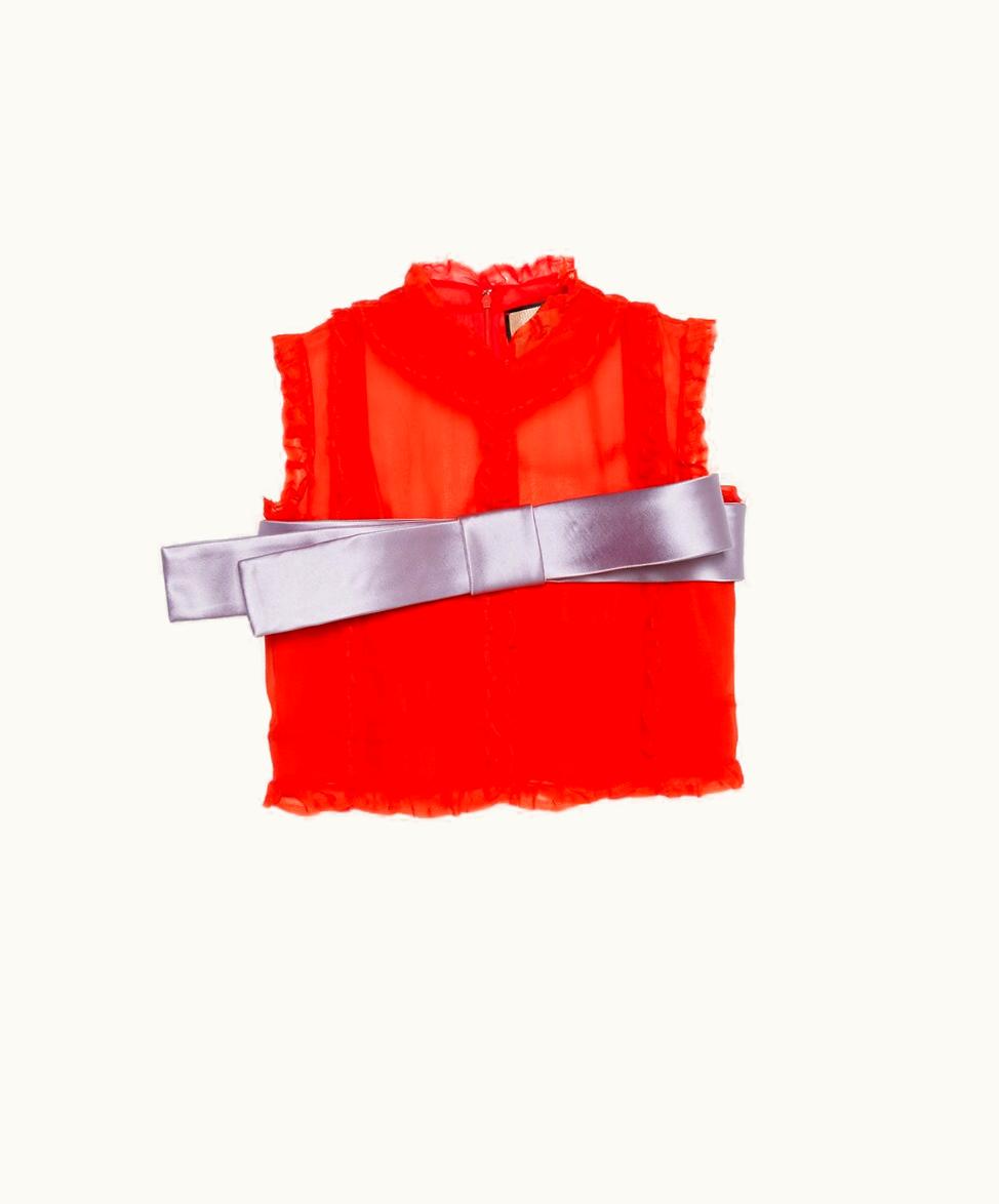 Gucci Silk Chiffon Top With Bow Bright Red