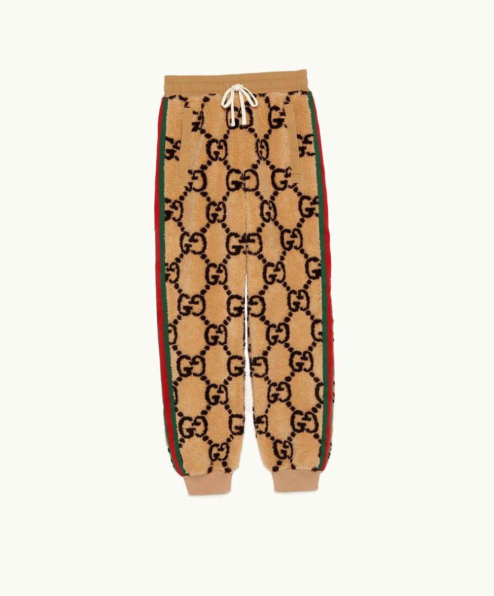 Gucci GG Jacquard Track Bottoms Camel And Brown
