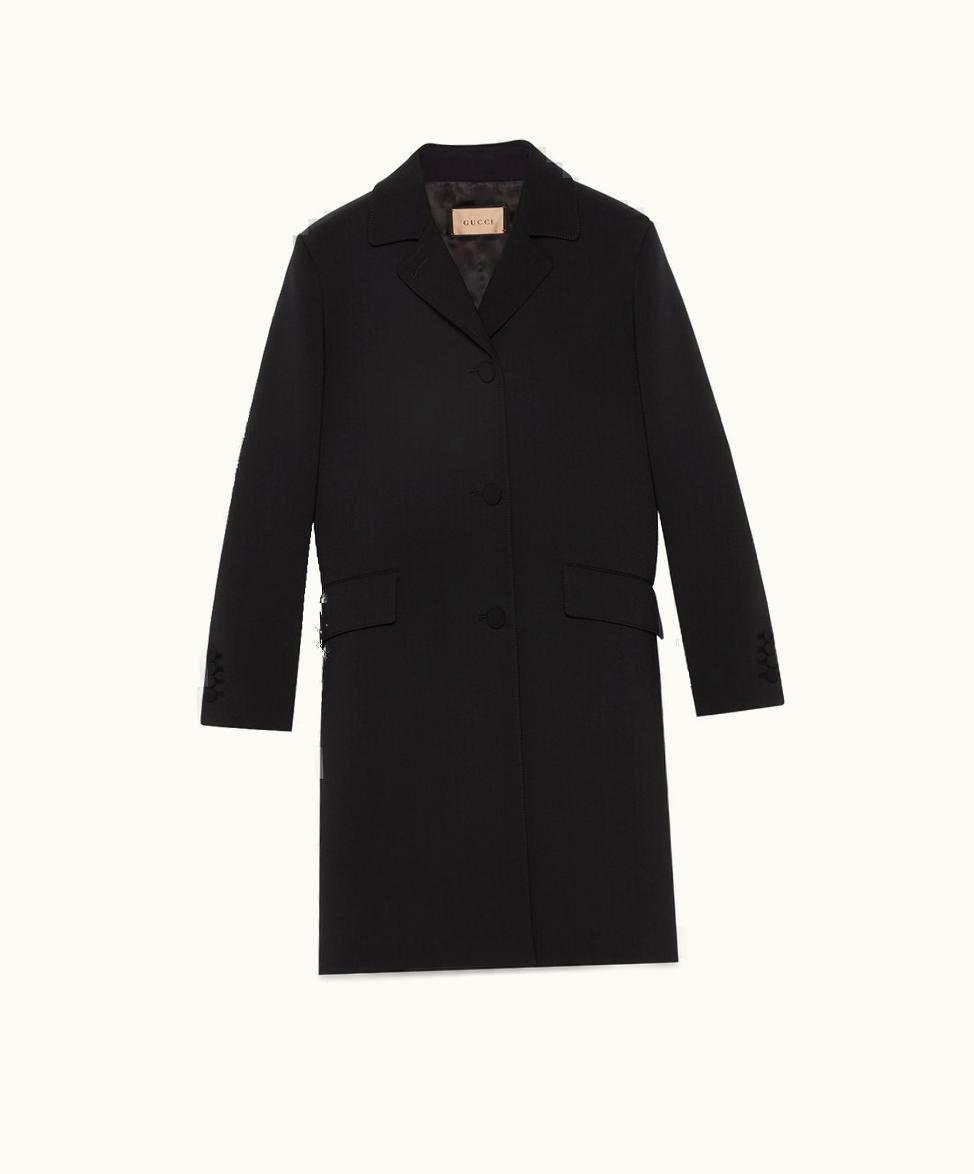 Gucci Wool Neoprene Coat With Horsebit Black