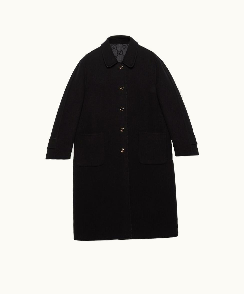 Gucci Reversible GG Wool Coat Black And Grey