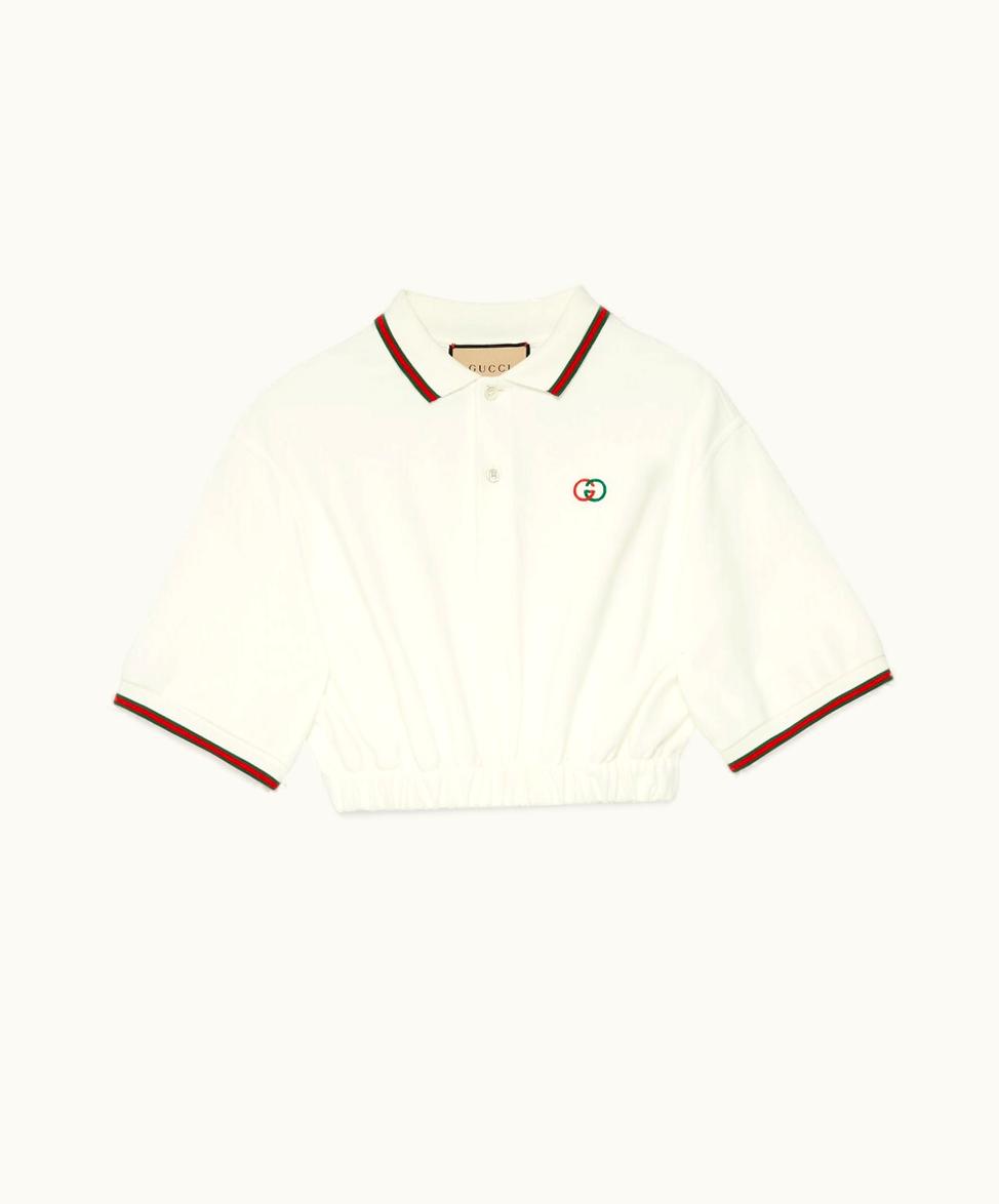 Gucci Cotton Piquet Polo Shirt With Web White