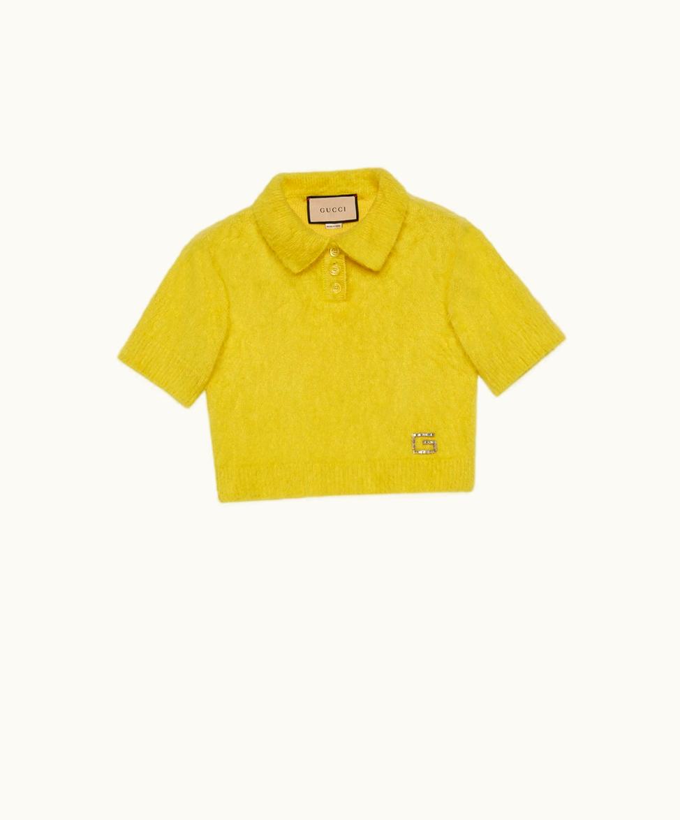 Gucci Silk, Cashmere And Mohair Polo Jumper Yellow