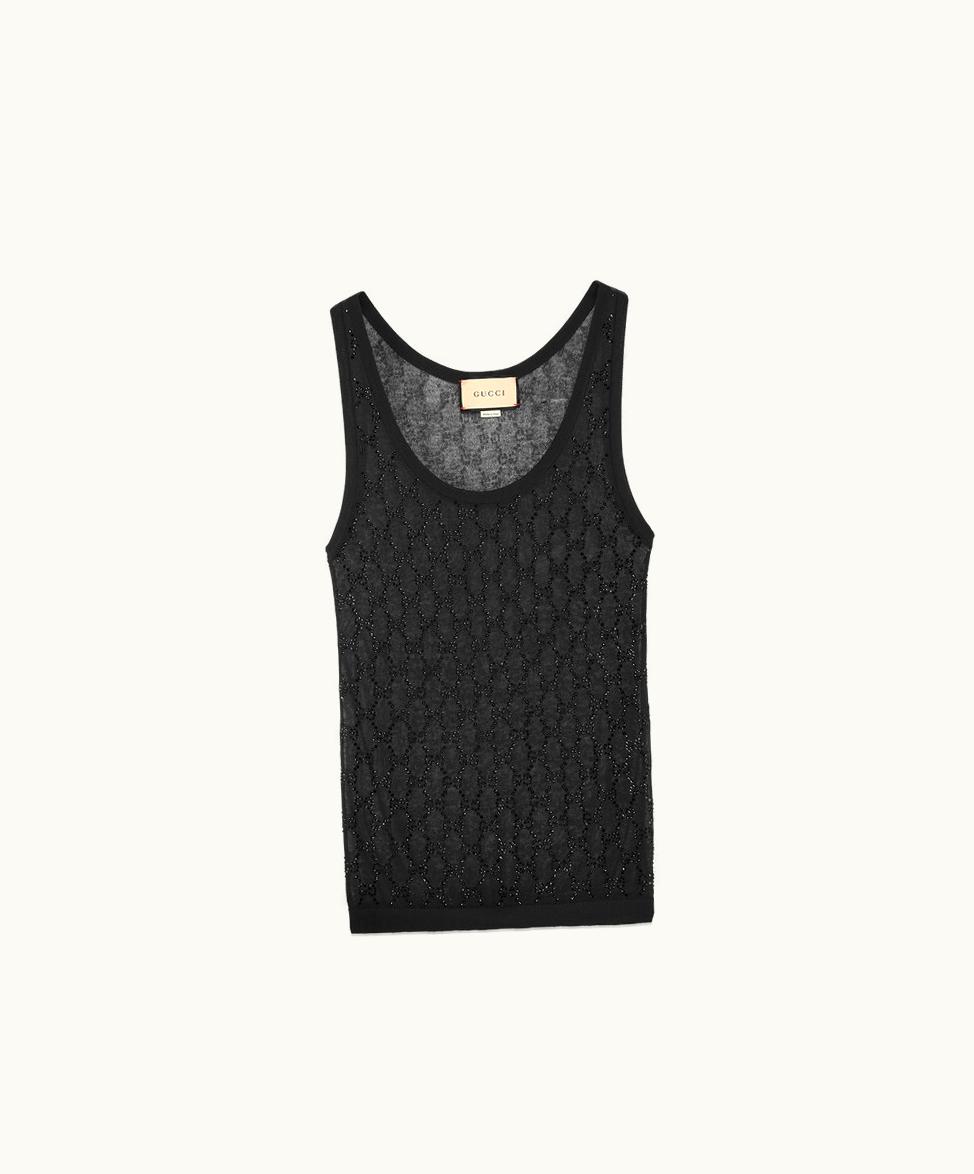 Gucci Extra Fine GG Crystal Wool Top Black