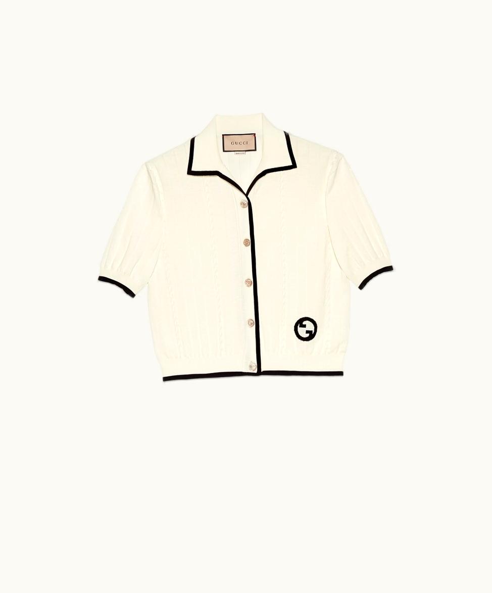 Gucci Cotton Cardigan With Interlocking G Ivory