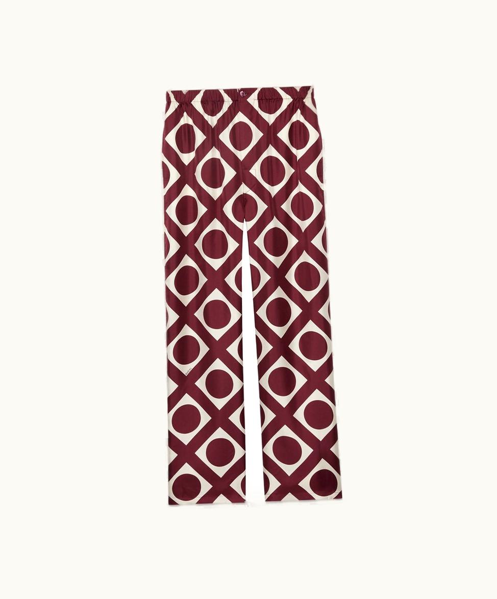 Gucci Optical Print GG Viscose Trouser Dark Red And Ivory
