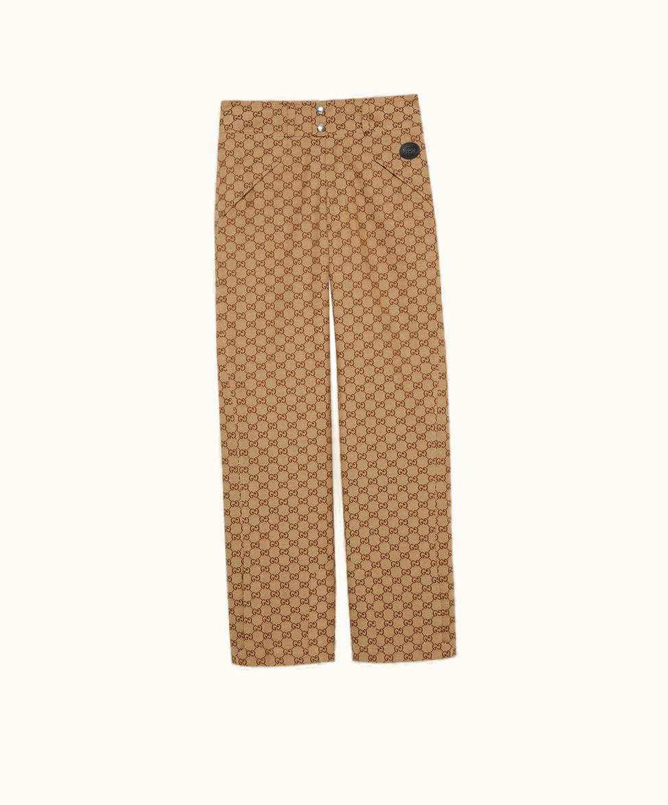 Gucci GG Cotton Canvas Trouser Camel And Brown
