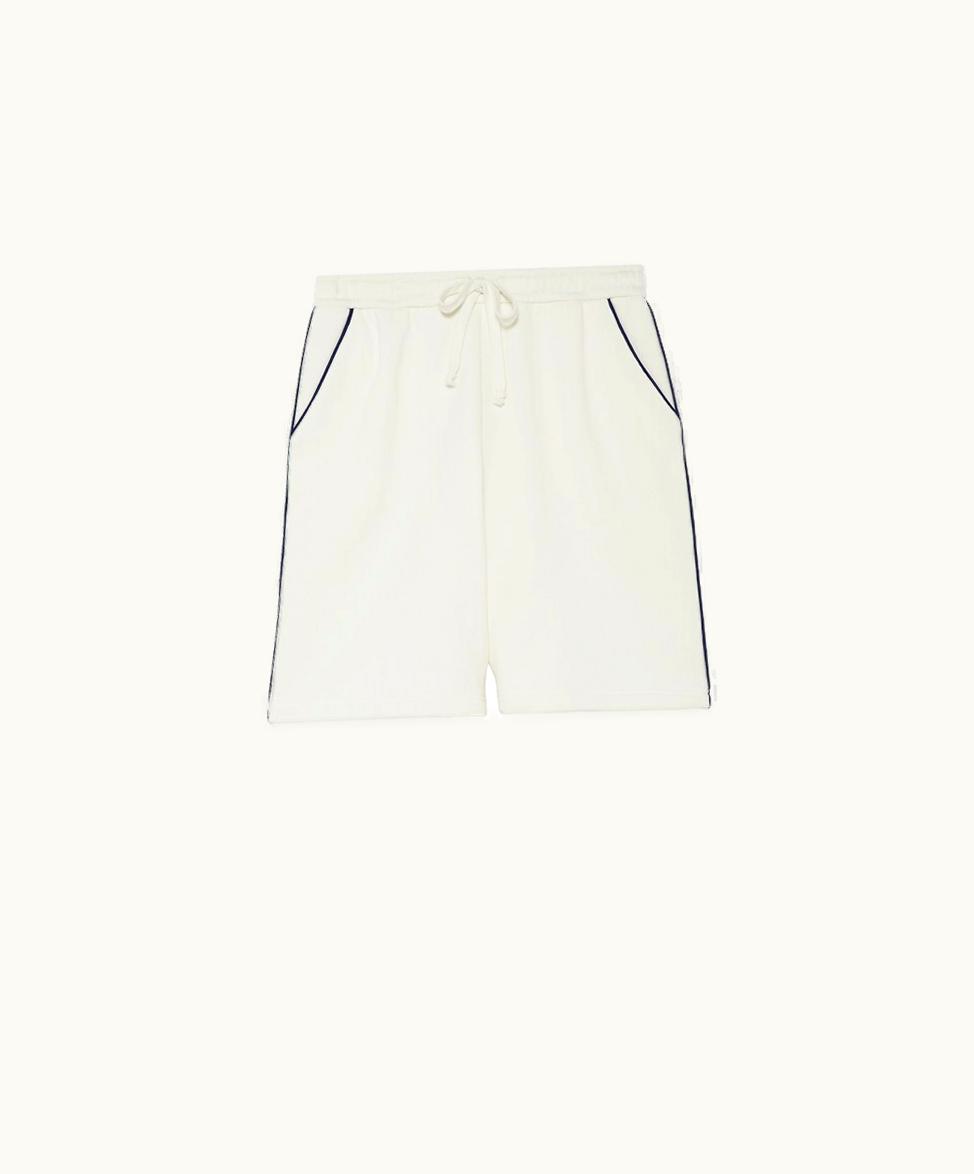 Gucci Interlocking G Embroidered Cotton Jersey Shorts Off White