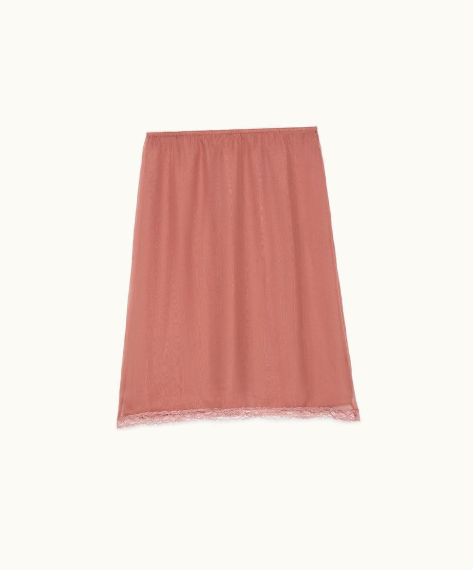 Gucci Silk Chiffon Skirt With Lace Trim Pink Taupe