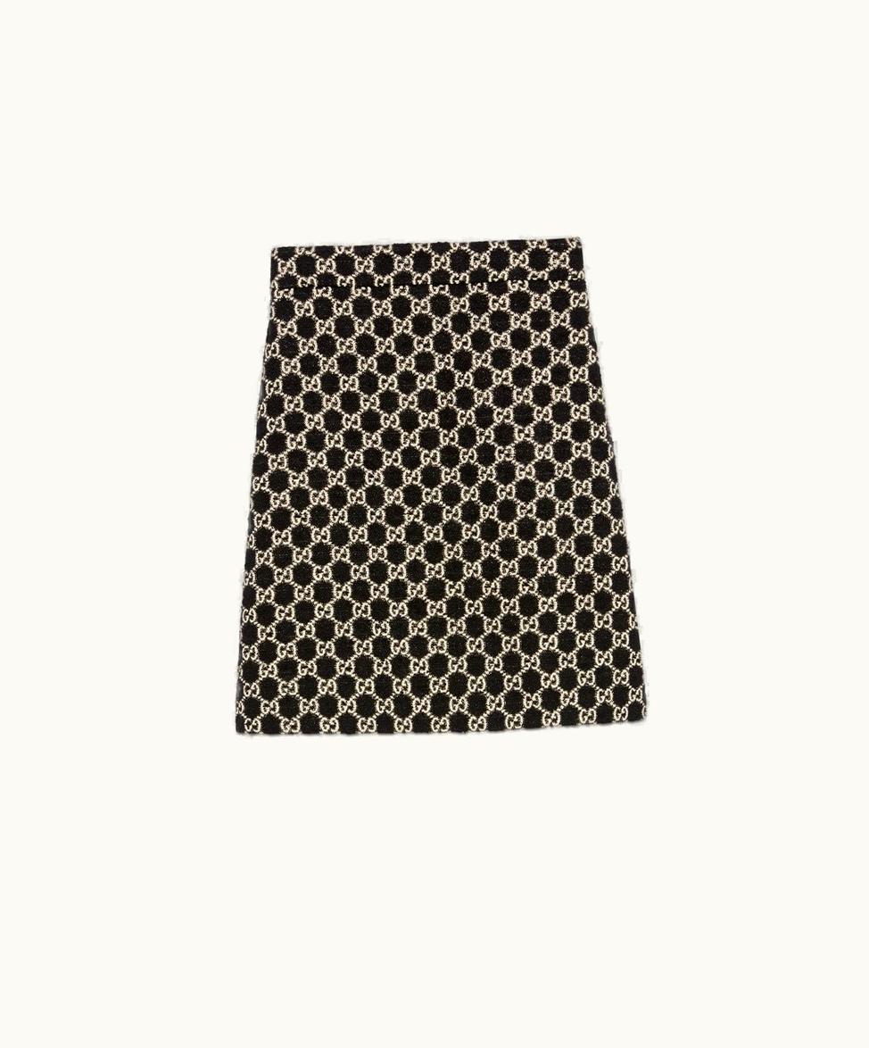 Gucci GG Tweed Skirt Black And Ivory