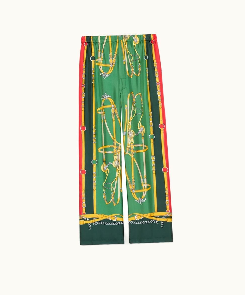 Gucci Gucci Harness And Double G Silk Trouser Multicolour