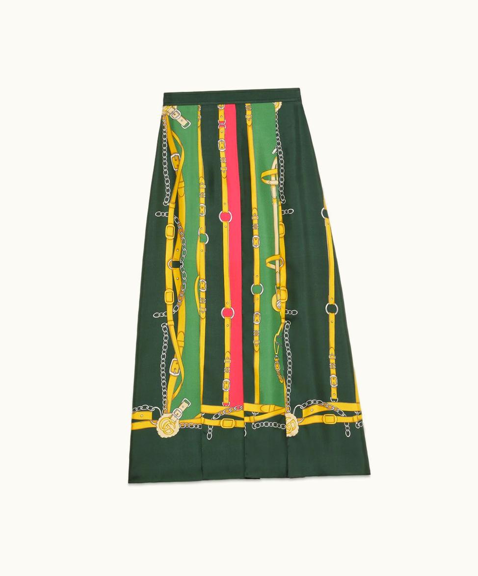 Gucci Gucci Harness And Double G Silk Skirt Multicolour