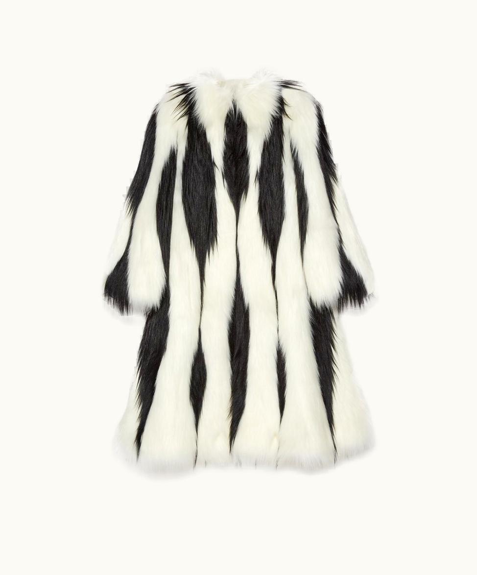 Gucci Gucci Soft Fabric Coat With Geometric Intarsia Black And Ivory